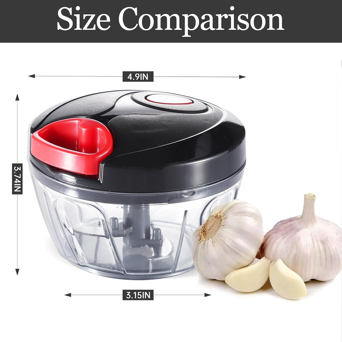 Manual Food Chopper Vegetable Cutter, Hand String Vegetable Chopper Onions Cutter for Vegetable Fruits Nuts BPA Free Food Safe Material, 500Ml Black