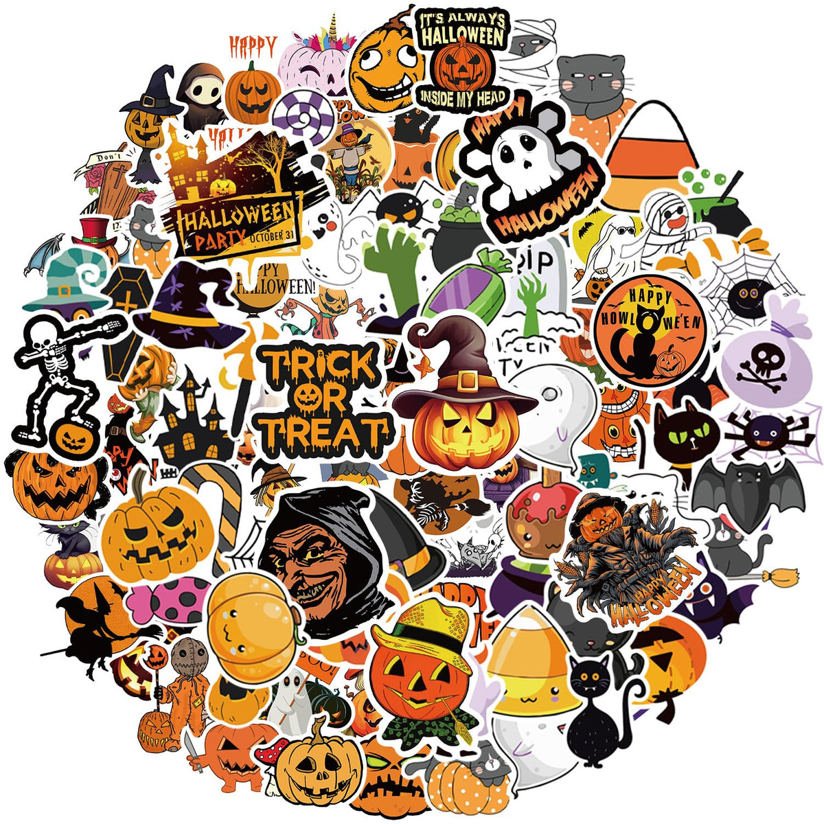 100-Piece Halloween Sticker Pack – Waterproof Vinyl