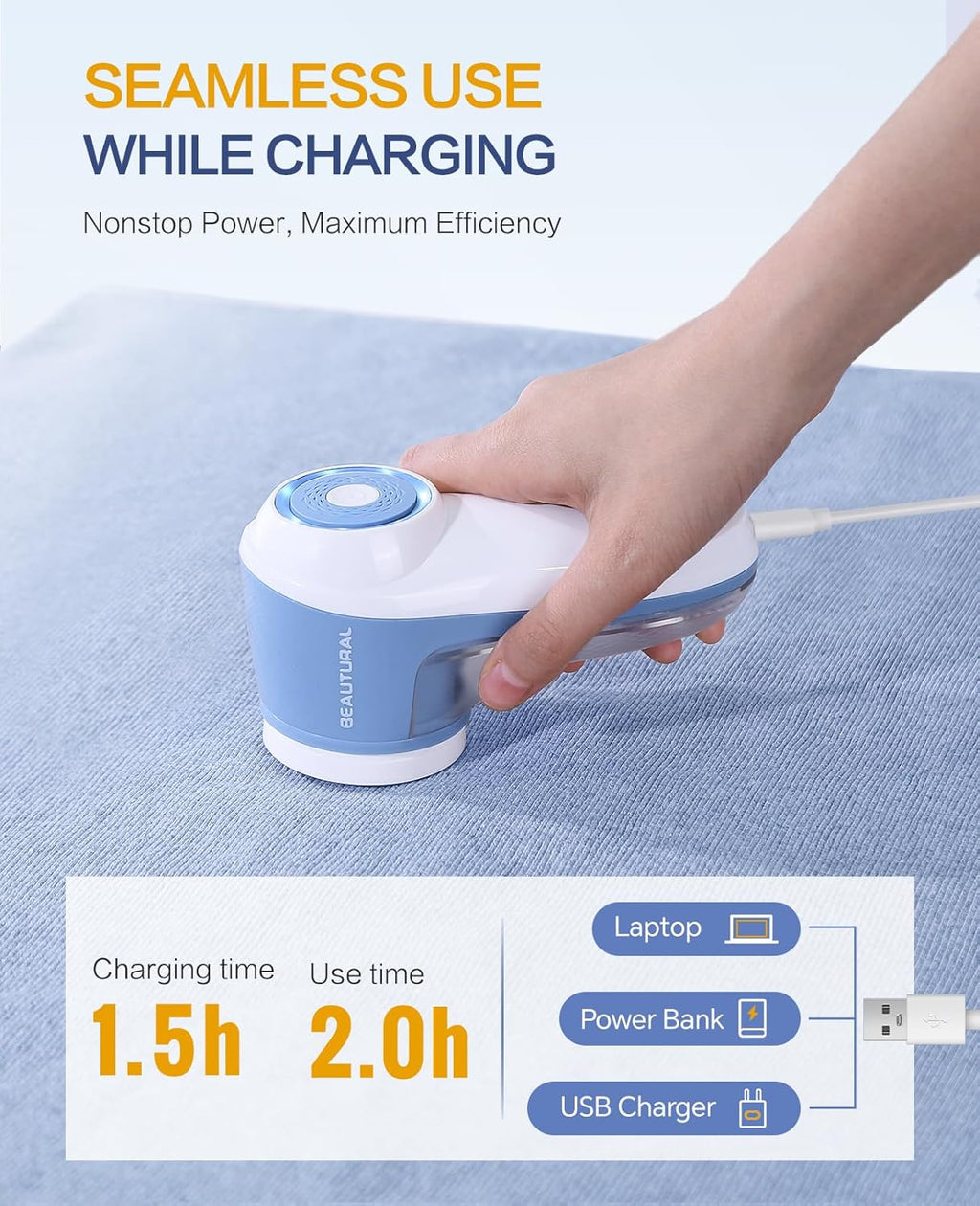 Fabric Shaver and Lint Remover, Rechargeable Sweater Defuzzer