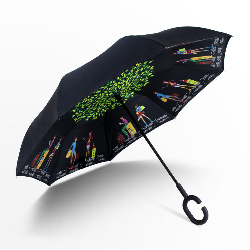 Double-Layer Inverted Umbrella with C-Handle – 105 cm