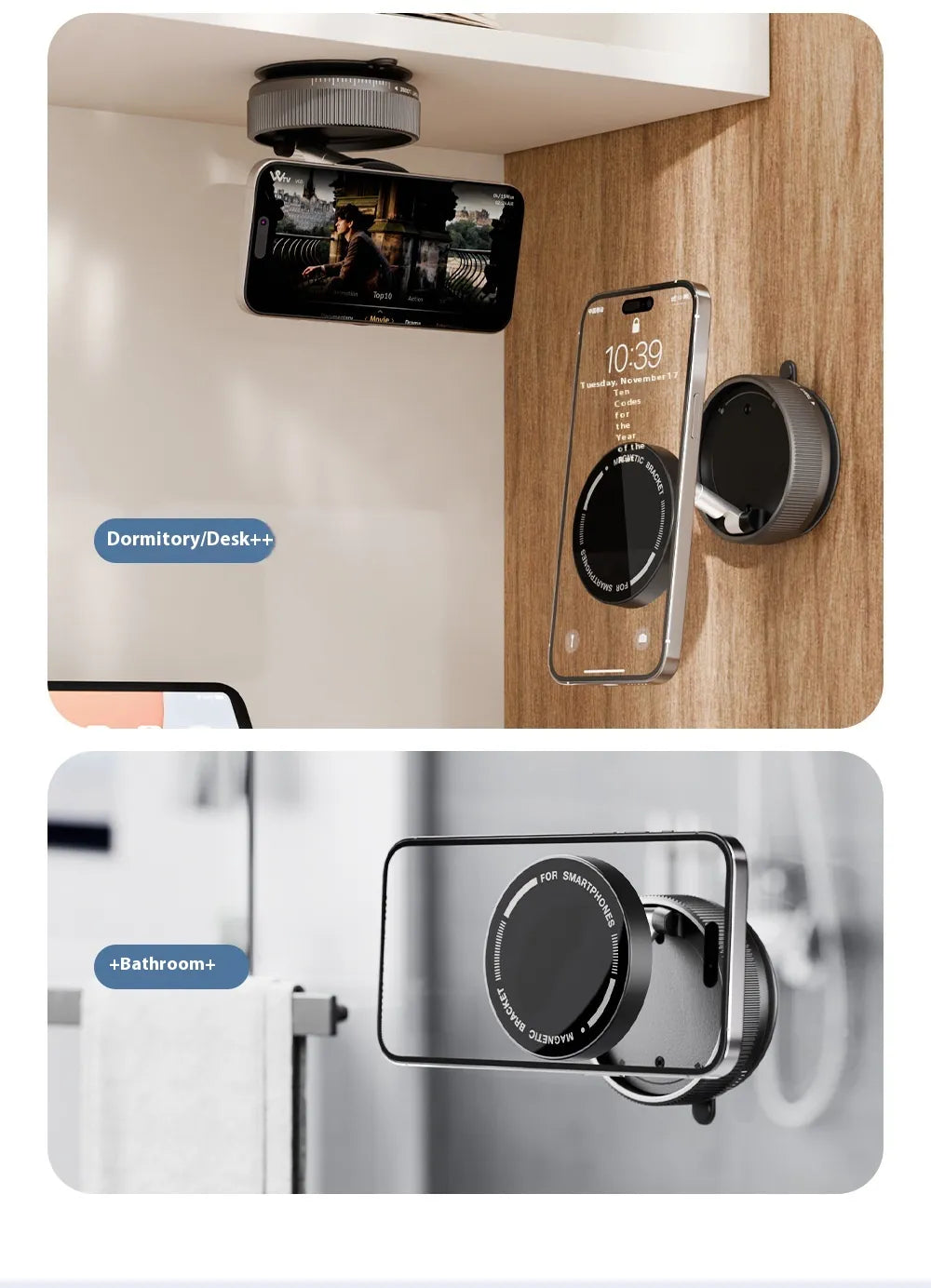 Vacuum Magnetic Phone Holder – Car, Desk & Mirror Mount