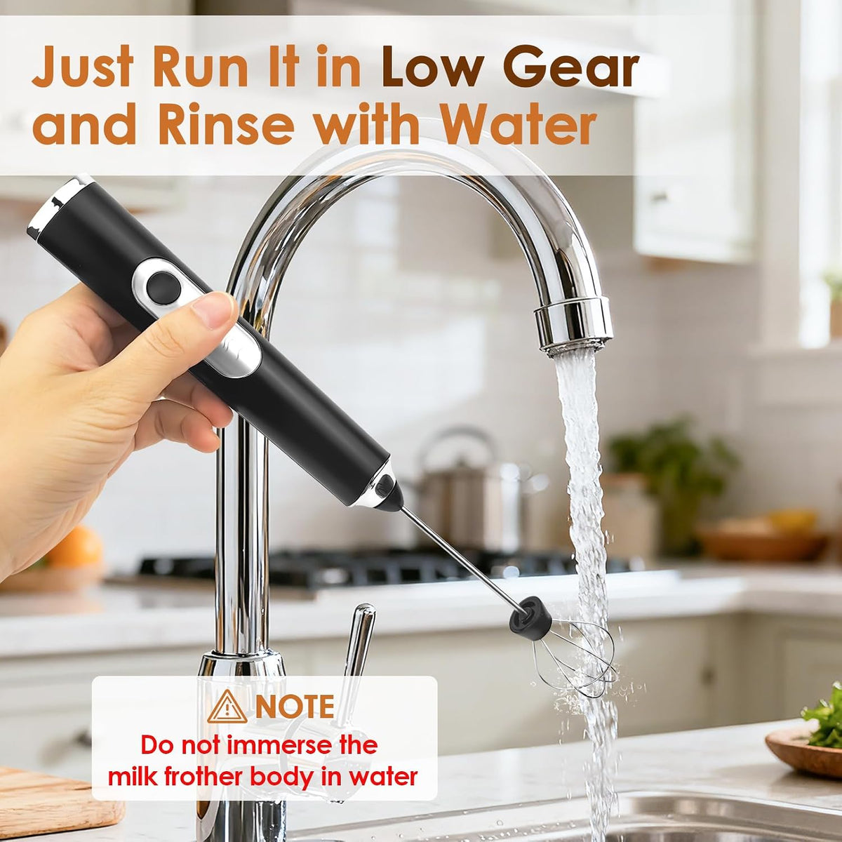 Handheld Milk Frother, Rechargeable Milk Frother, Coffee Mixer Wand, Black