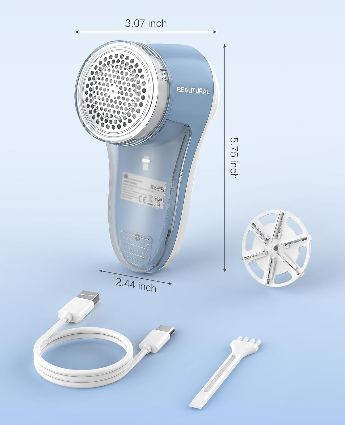 Fabric Shaver and Lint Remover, Rechargeable Sweater Defuzzer