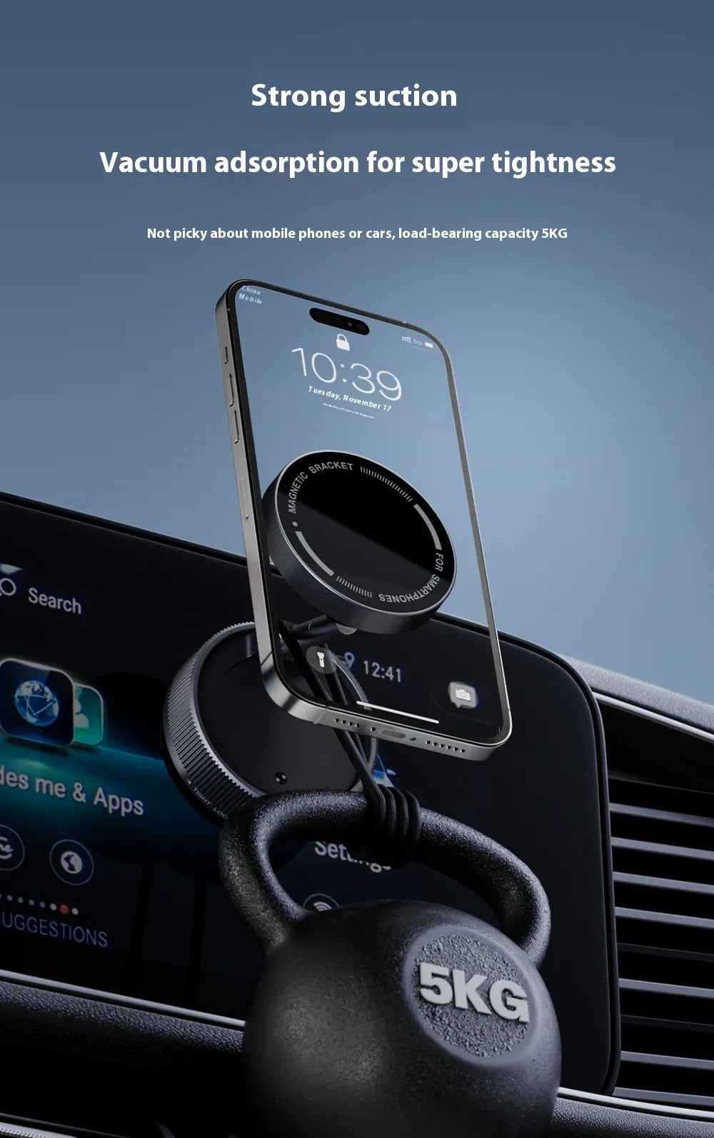 Vacuum Magnetic Phone Holder – Car, Desk & Mirror Mount