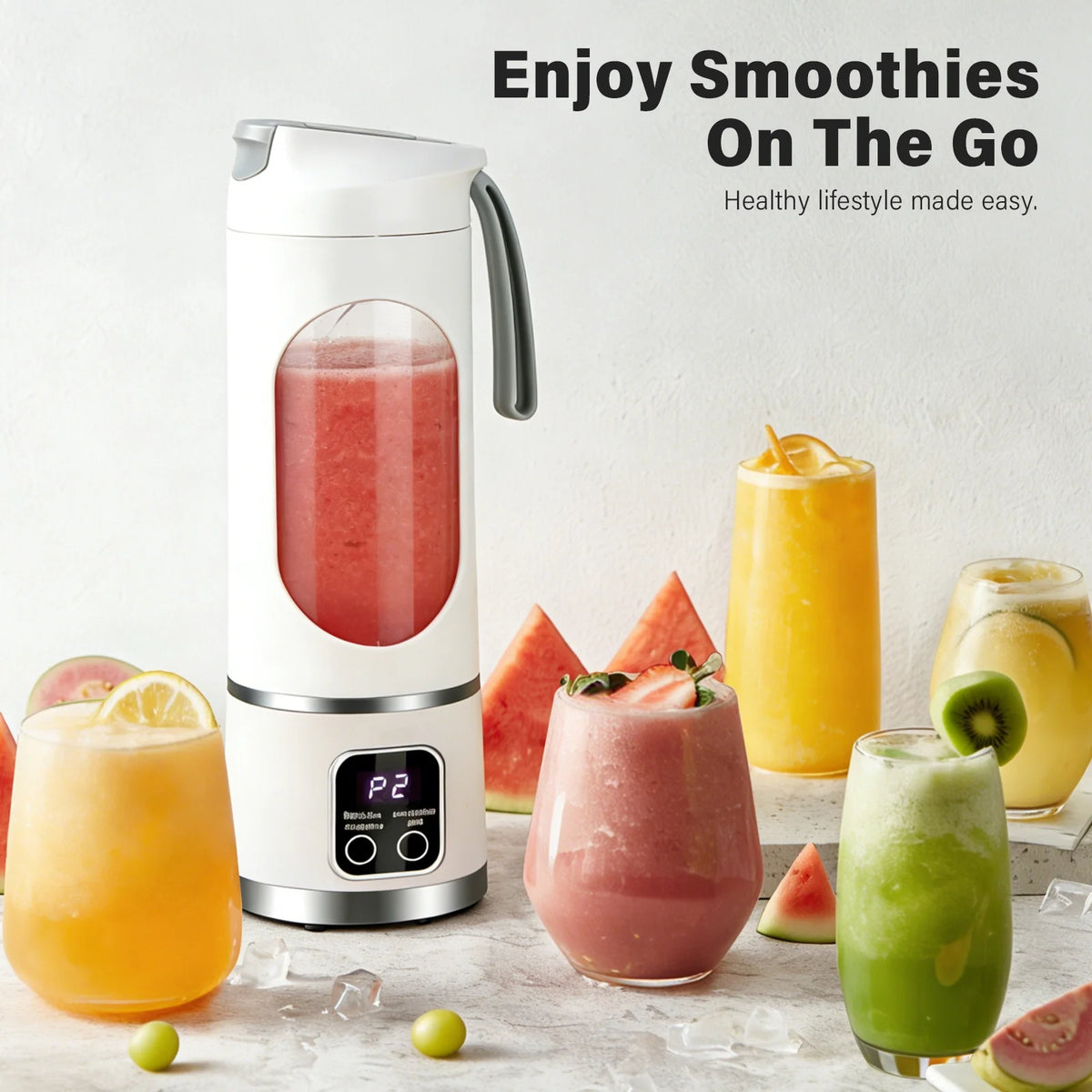 Portable Blender 450ML Type-C Rechargeable Personal Smoothie Blender, 12-Blade Portable Juicer Blender for Smoothies & Shakes, Mini Portable Juicer Travel Blender for Gym, Office & Outdoor