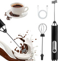 Handheld Milk Frother, Rechargeable Milk Frother, Coffee Mixer Wand, Black